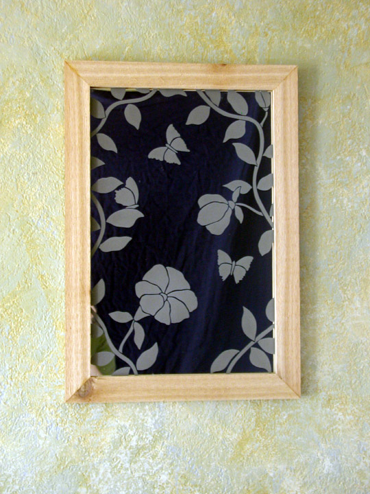 Morning Glory and Butterfly Etched Glass Mirror