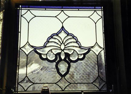 Beveled Leaded Hanging Window with Purple Border
