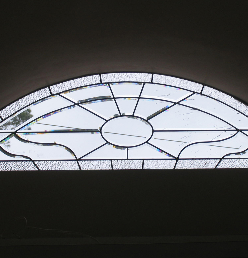 Custom beveled glass eyebrow window